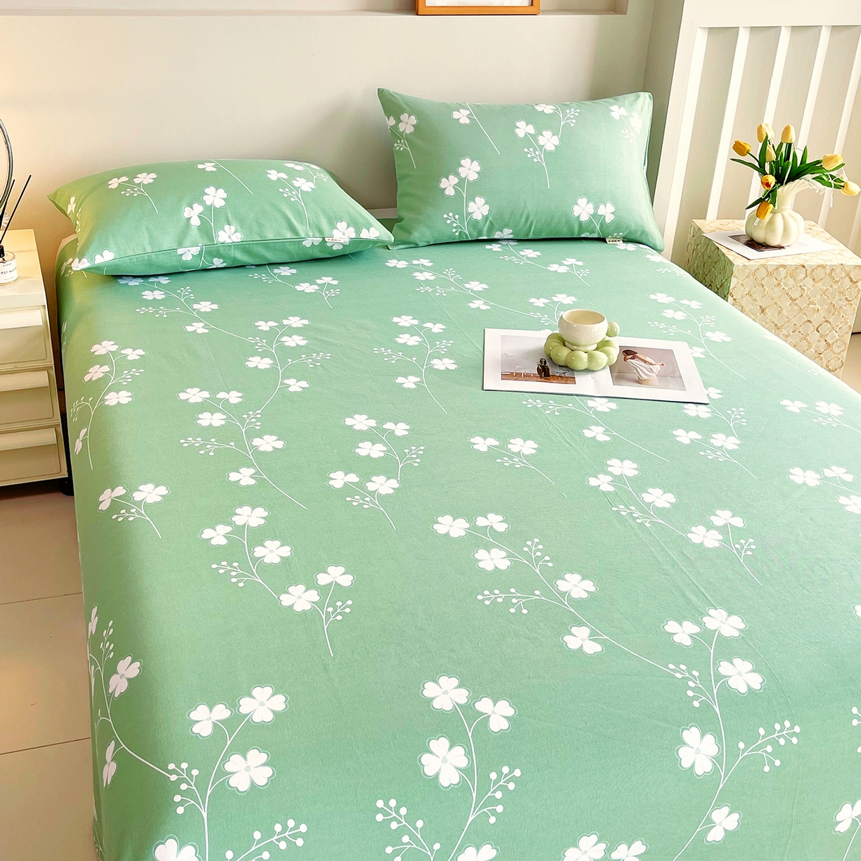 91家纺网 家纺一手货源 找家纺 金鑫汇家纺 2026新款全棉老粗布单品床单系列 优雅田园