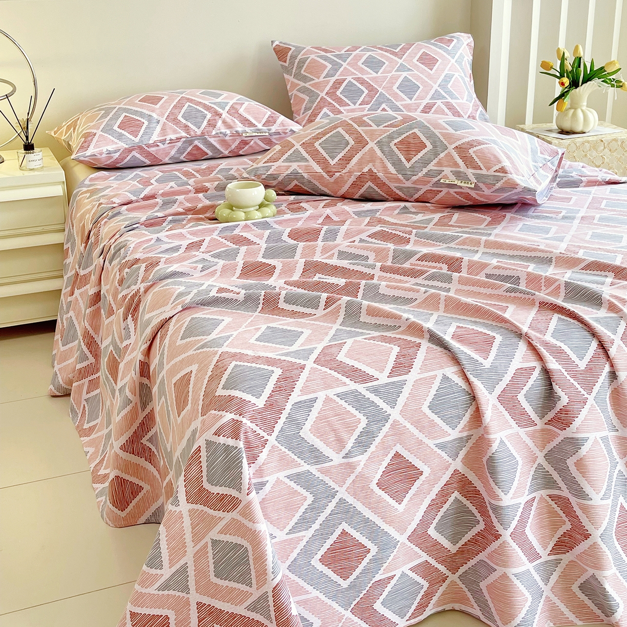 91家纺网 家纺一手货源 找家纺 金鑫汇家纺 2026新款全棉老粗布单品床单系列 平行空间