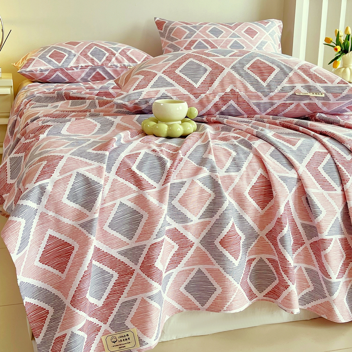 91家纺网 家纺一手货源 找家纺 金鑫汇家纺 2026新款全棉老粗布单品床单系列 平行空间