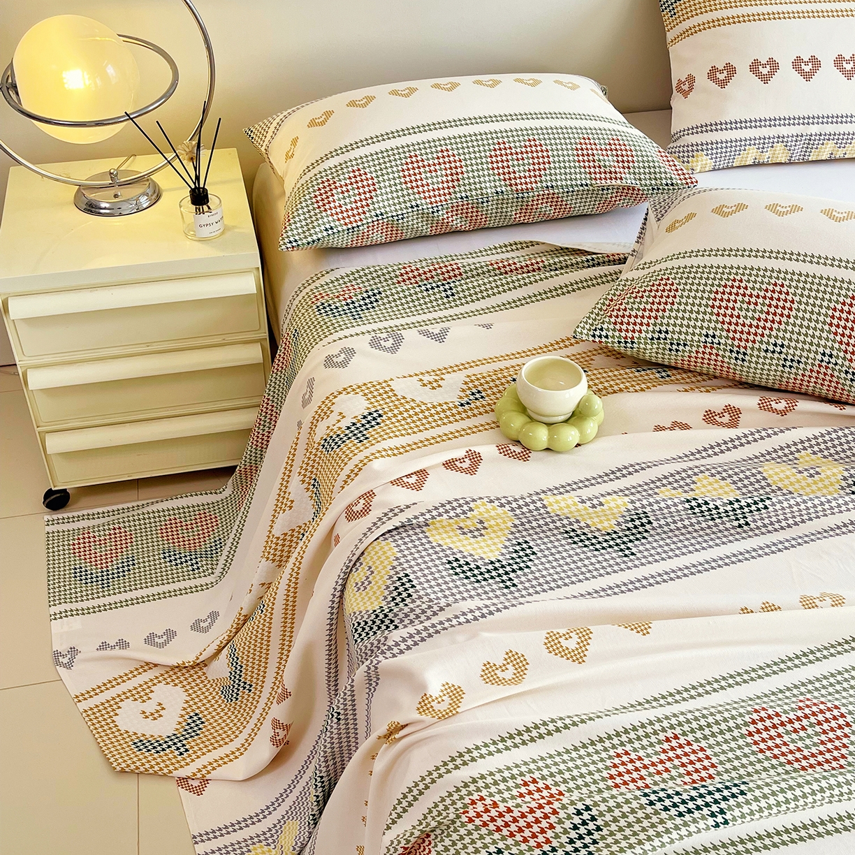 91家纺网 家纺一手货源 找家纺 金鑫汇家纺 2026新款全棉老粗布单品床单系列 同心千鸟格