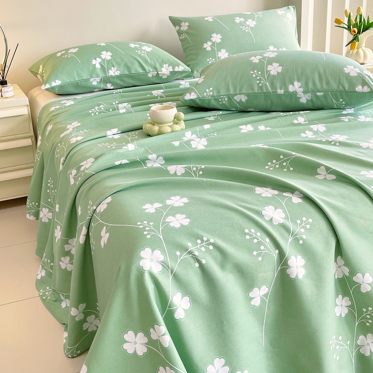 91家纺网 家纺一手货源 找家纺 金鑫汇家纺 2026新款全棉老粗布单品床单系列 优雅田园