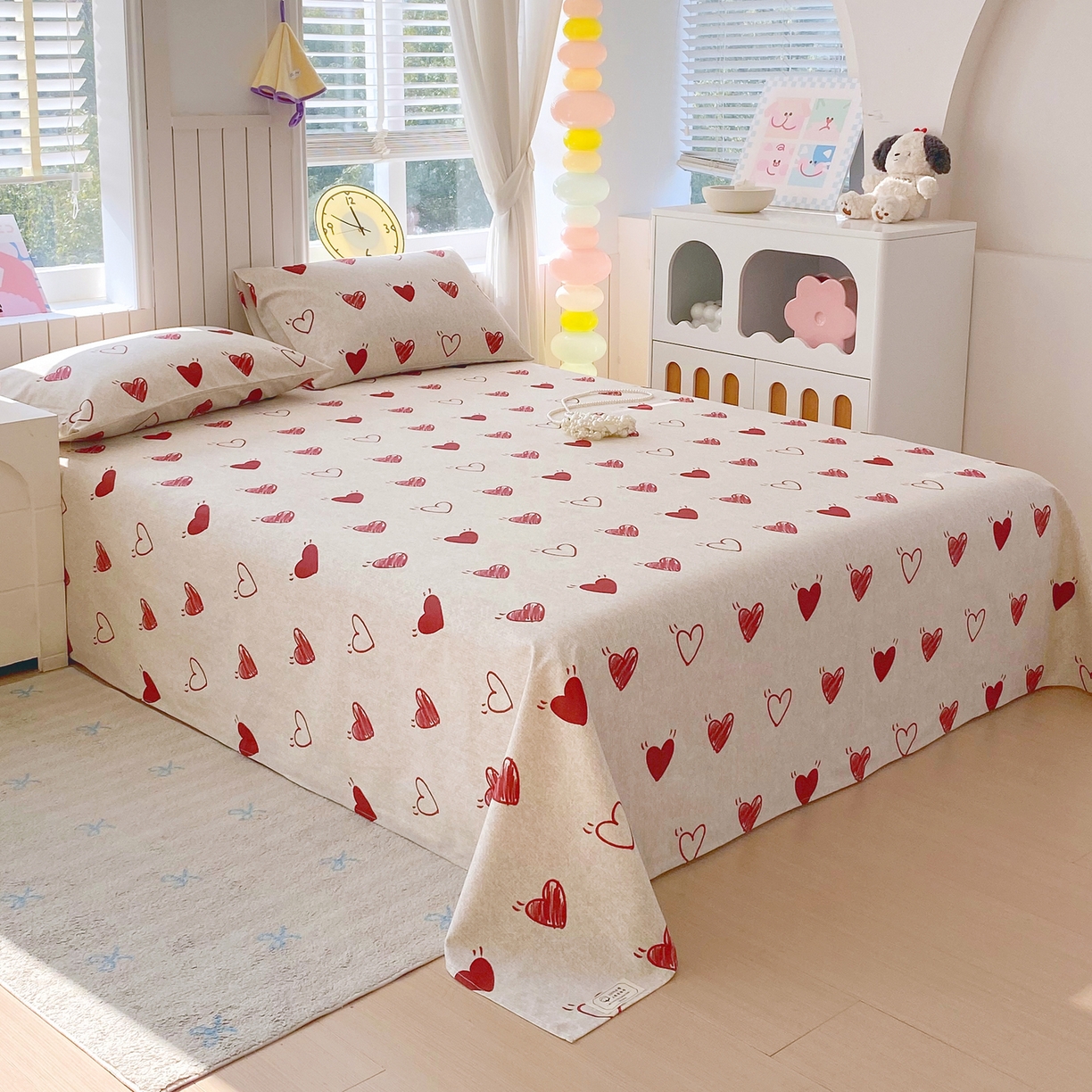 91家纺网 家纺一手货源 找家纺 金鑫汇家纺 2026新款全棉老粗布单品床单系列 心语