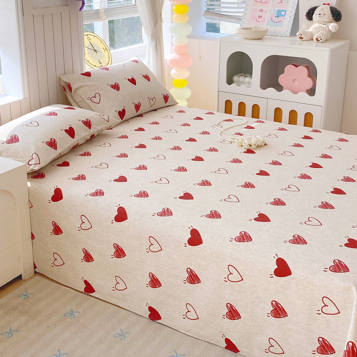 91家纺网 家纺一手货源 找家纺 金鑫汇家纺 2026新款全棉老粗布单品床单系列 心语