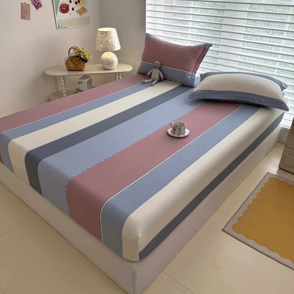 91家纺网 家纺一手货源 找家纺 壹贝家纺 2026新款全棉印花床笠系列 致青春