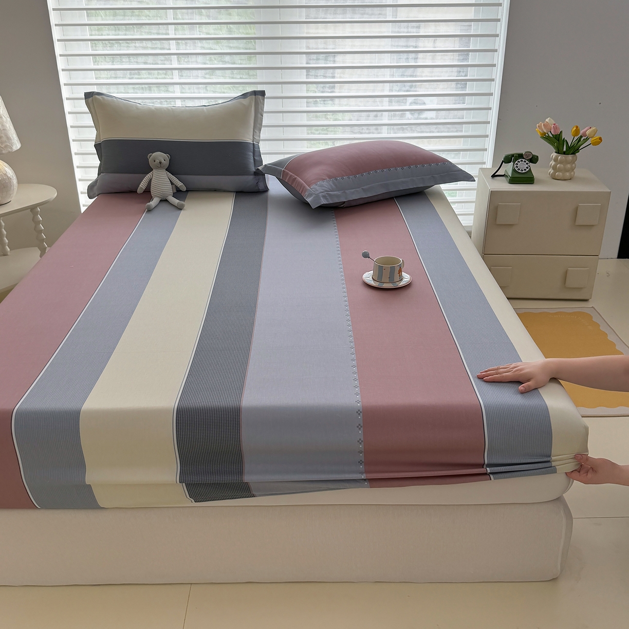 91家纺网 家纺一手货源 找家纺 壹贝家纺 2026新款全棉印花床笠系列 致青春