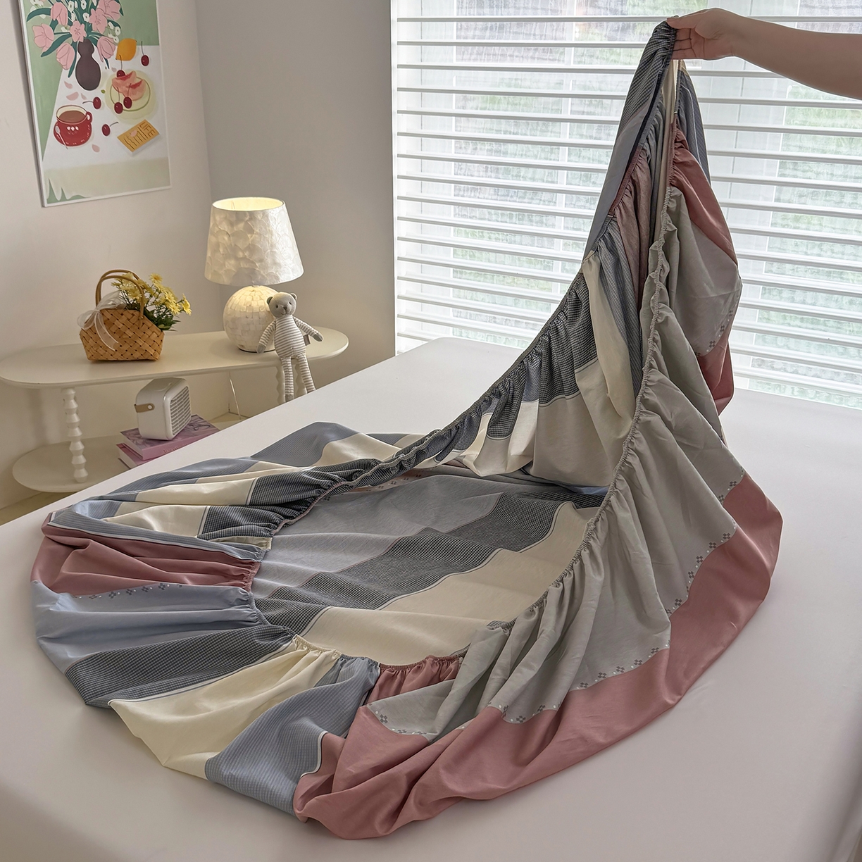 91家纺网 家纺一手货源 找家纺 壹贝家纺 2026新款全棉印花床笠系列 致青春