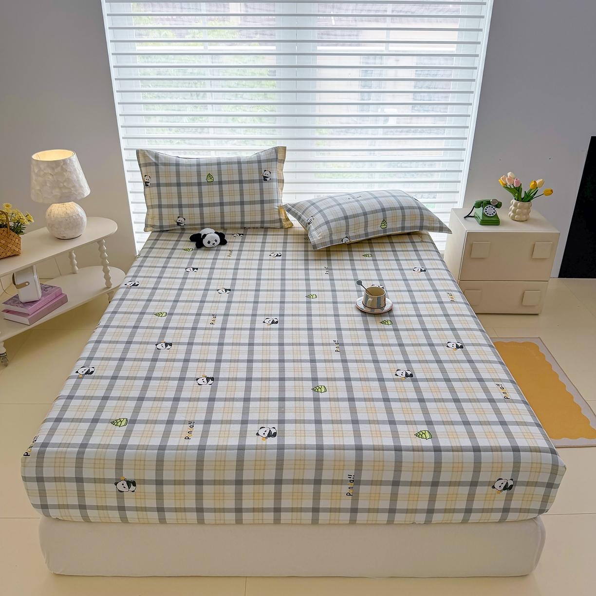 壹贝家纺 2026新款全棉印花床笠系列 竹林物语