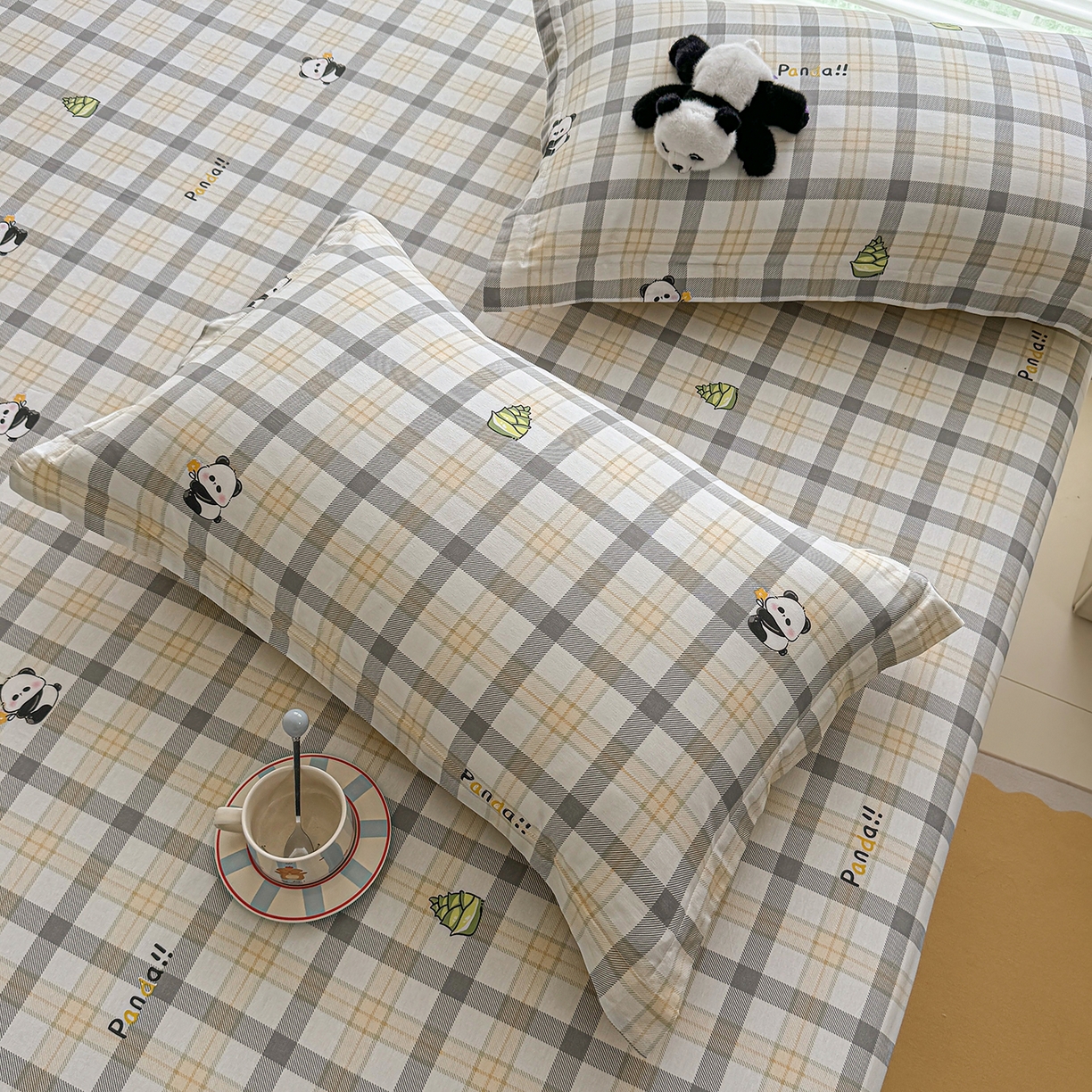 91家纺网 家纺一手货源 找家纺 壹贝家纺 2026新款全棉印花床笠系列 竹林物语