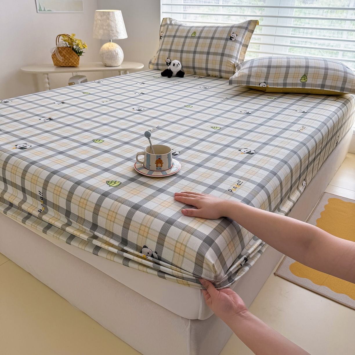 91家纺网 家纺一手货源 找家纺 壹贝家纺 2026新款全棉印花床笠系列 竹林物语