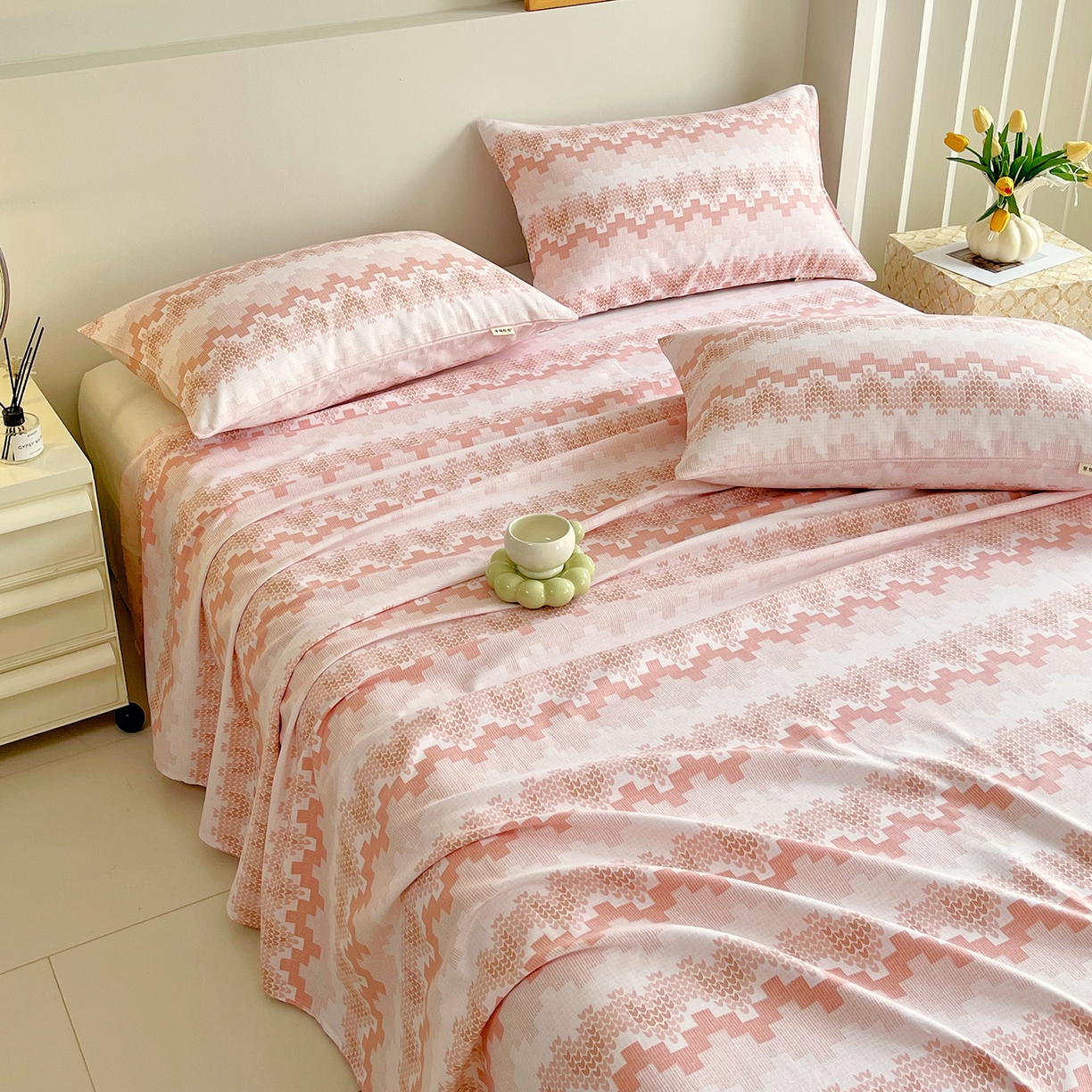 91家纺网 家纺一手货源 找家纺 金鑫汇家纺 2026新款全棉老粗布单品床单系列 燕南飞-桔