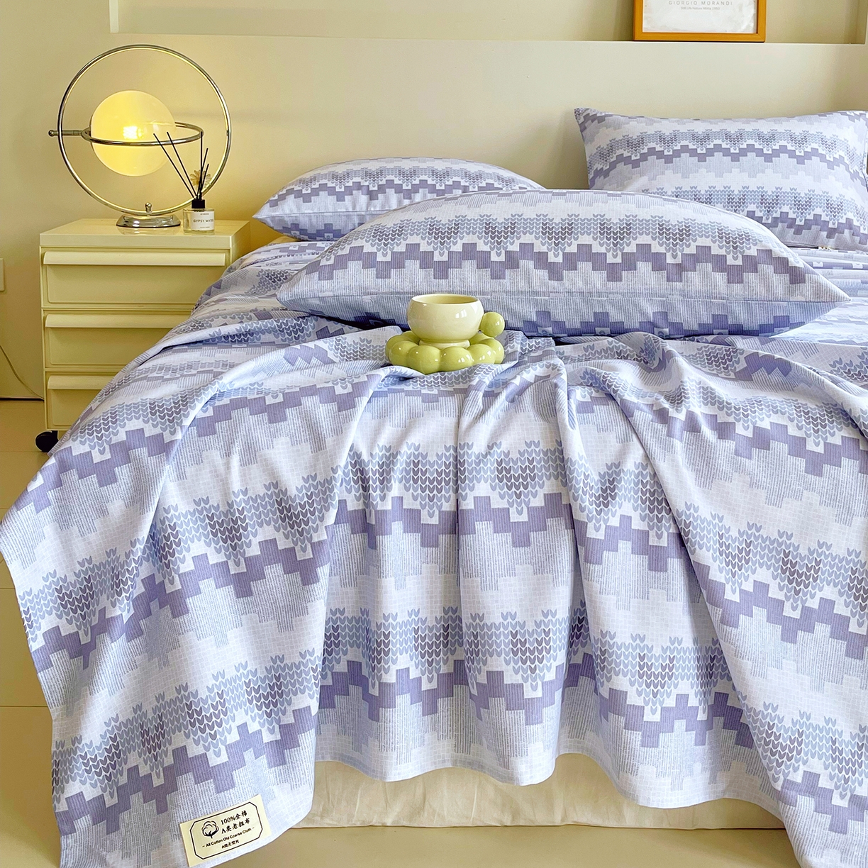 91家纺网 家纺一手货源 找家纺 金鑫汇家纺 2026新款全棉老粗布单品床单系列 燕南飞-蓝