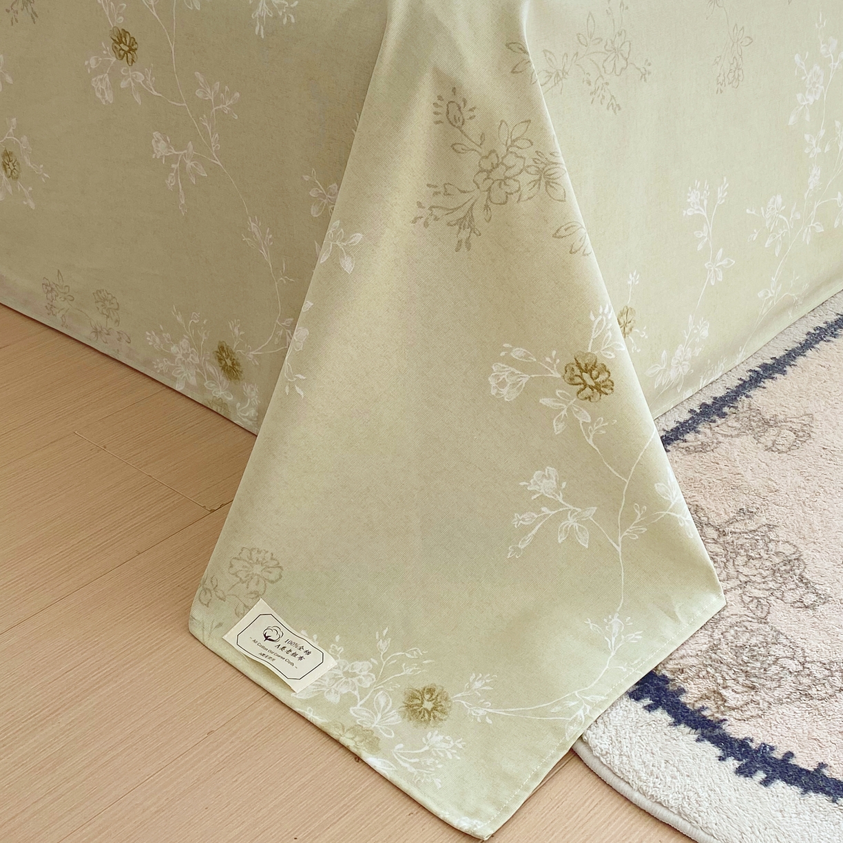 91家纺网 家纺一手货源 找家纺 金鑫汇家纺 2026新款全棉老粗布单品床单系列 浅绿可露丽