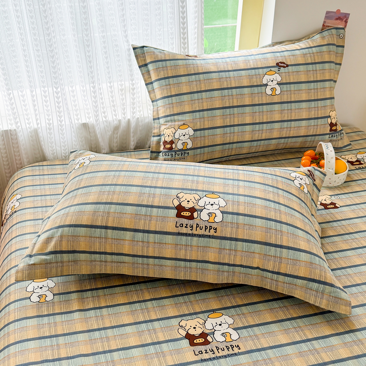 91家纺网 家纺一手货源 找家纺 壹贝家纺 2026新款全棉印花床笠系列 自拍小狗