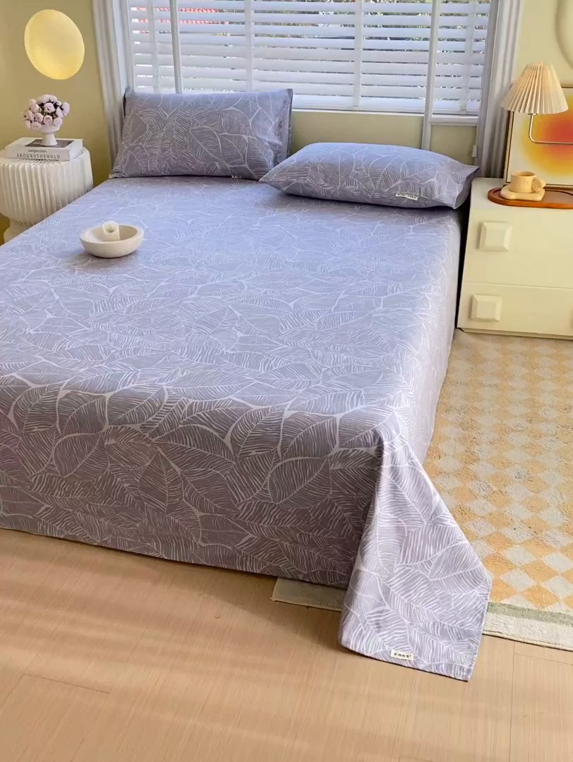 91家纺网 家纺一手货源 找家纺 金鑫汇家纺 2026新款全棉老粗布单品床单系列 千叶