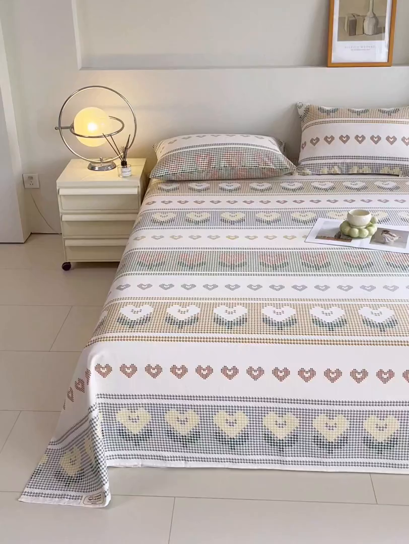 91家纺网 家纺一手货源 找家纺 金鑫汇家纺 2026新款全棉老粗布单品床单系列 同心千鸟格