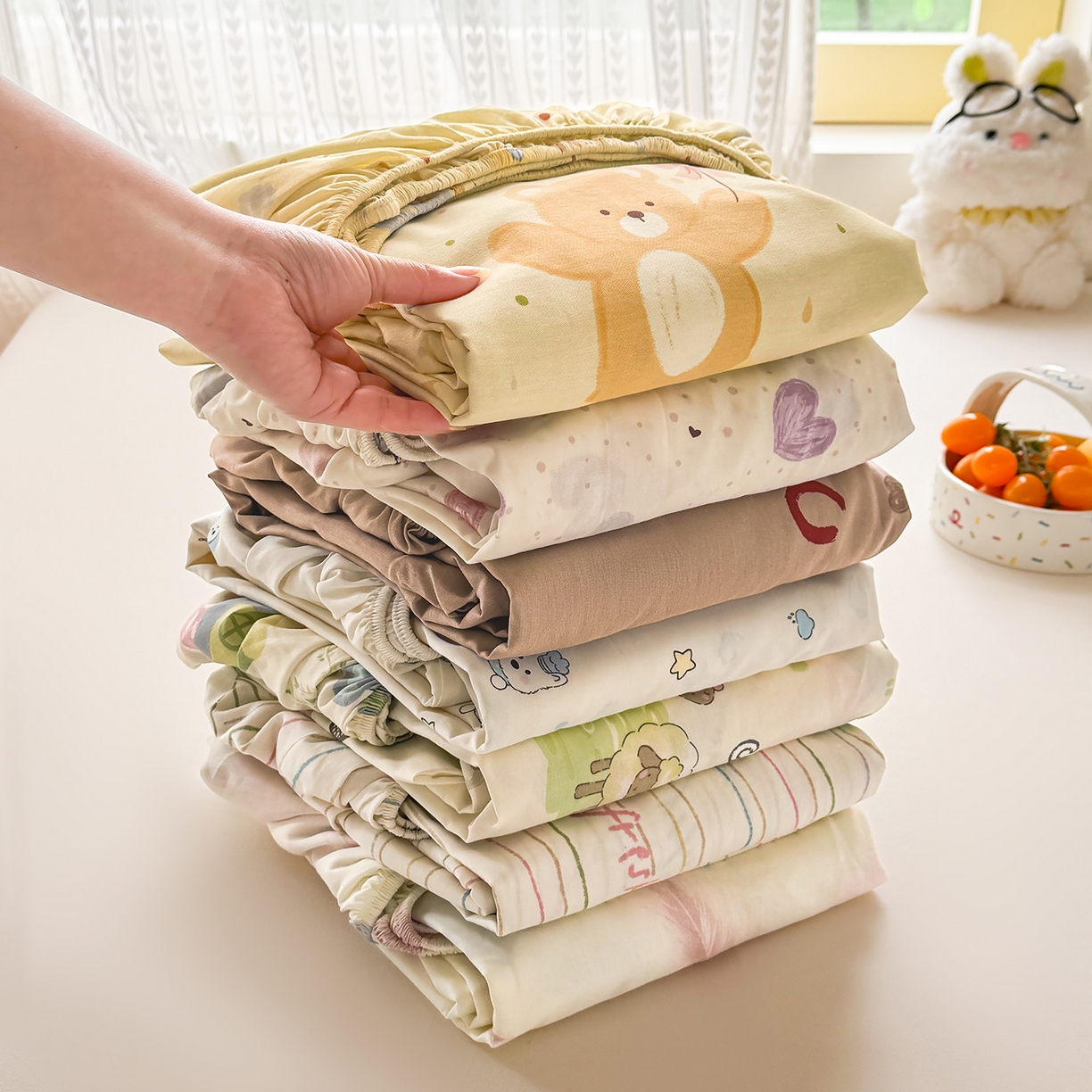 壹贝家纺 2026新款全棉印花床笠系列 组合