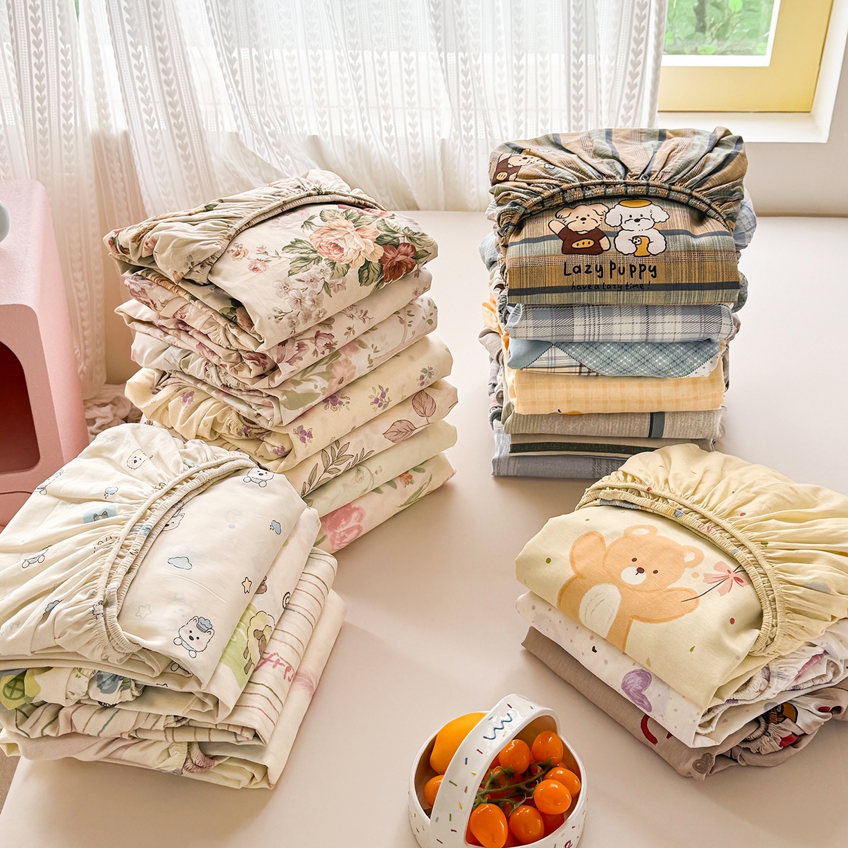 91家纺网 家纺一手货源 找家纺 壹贝家纺 2026新款全棉印花床笠系列 组合