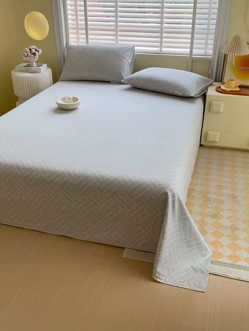 91家纺网 家纺一手货源 找家纺 金鑫汇家纺 2026新款全棉老粗布单品床单系列 流光灰