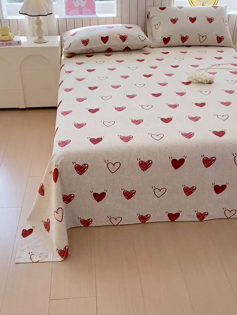 91家纺网 家纺一手货源 找家纺 金鑫汇家纺 2026新款全棉老粗布单品床单系列 心语