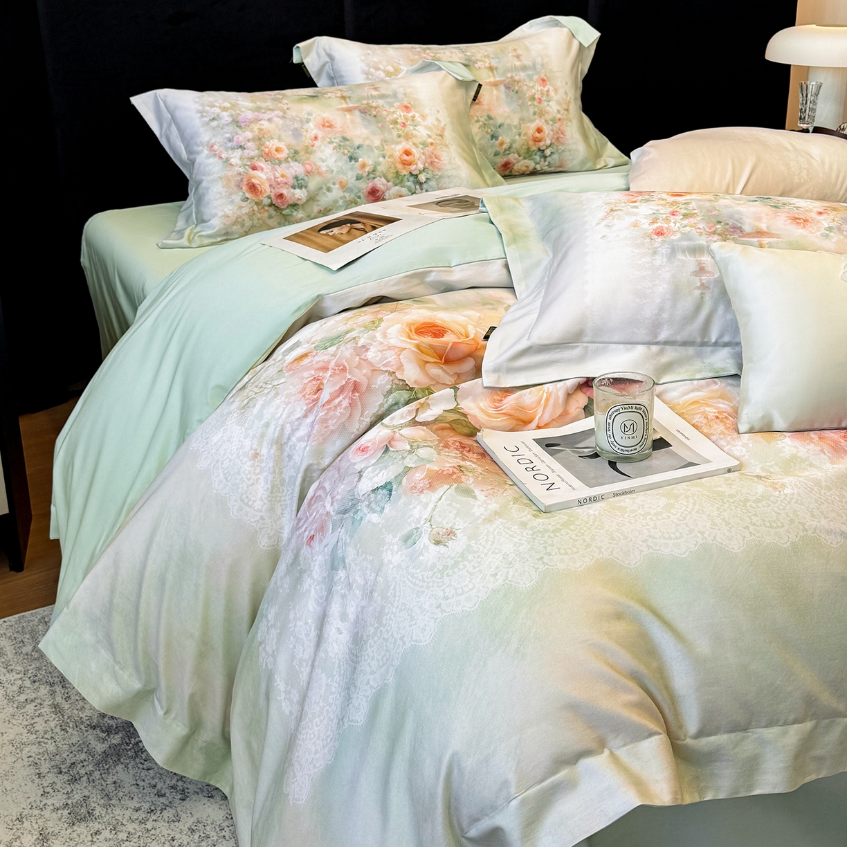 91家纺网 家纺一手货源 找家纺 （总）欣宜家纺 2026新款50s纯棉全棉贡缎长绒棉数码印花床上四件套【含高端礼盒】-芙光系列