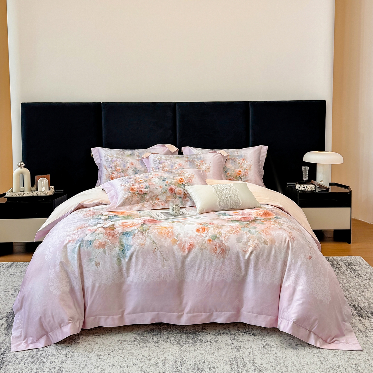 91家纺网 家纺一手货源 找家纺 （总）欣宜家纺 2026新款50s纯棉全棉贡缎长绒棉数码印花床上四件套【含高端礼盒】-芙光系列