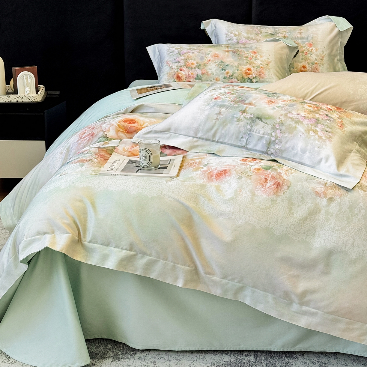 91家纺网 家纺一手货源 找家纺 欣宜家纺 2026新款50s纯棉全棉贡缎长绒棉数码印花床上四件套【含高端礼盒】-芙光系列 芙光 绿野仙踪