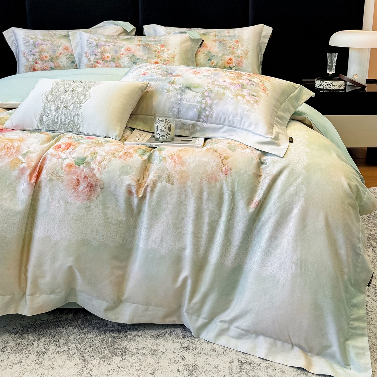 91家纺网 家纺一手货源 找家纺 欣宜家纺 2026新款50s纯棉全棉贡缎长绒棉数码印花床上四件套【含高端礼盒】-芙光系列 芙光 绿野仙踪