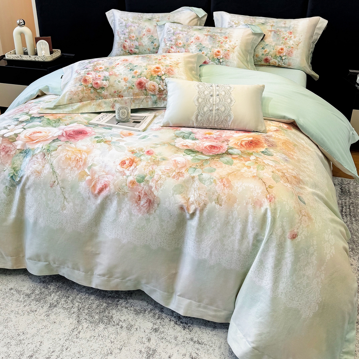 91家纺网 家纺一手货源 找家纺 欣宜家纺 2026新款50s纯棉全棉贡缎长绒棉数码印花床上四件套【含高端礼盒】-芙光系列 芙光 绿野仙踪