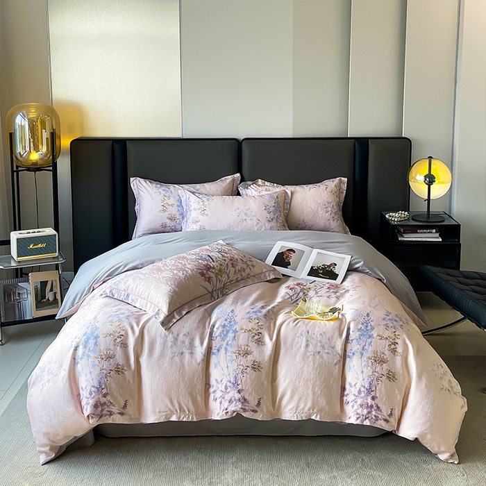 91家纺网 家纺一手货源 找家纺 帛美家纺 2026新款天丝棉提花四件套 穗穗平安