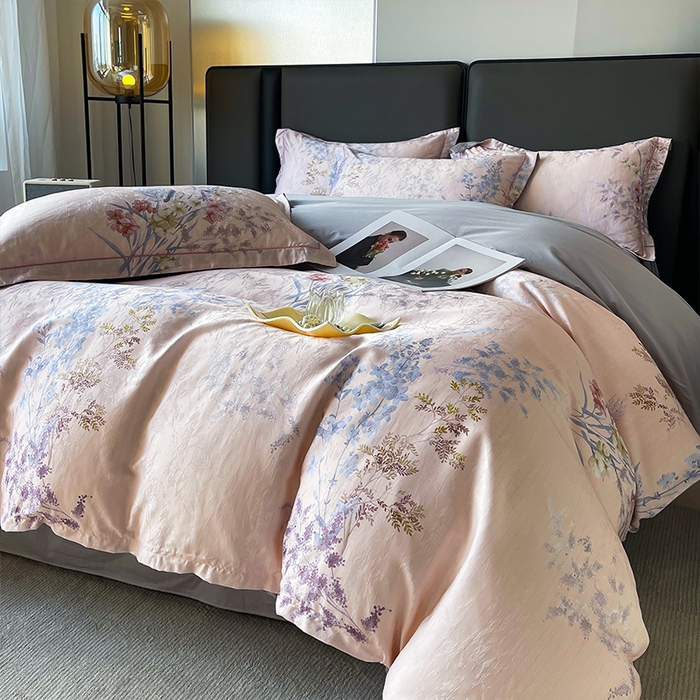 91家纺网 家纺一手货源 找家纺 帛美家纺 2026新款天丝棉提花四件套 穗穗平安