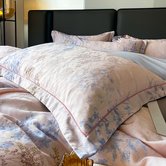 91家纺网 家纺一手货源 找家纺 帛美家纺 2026新款天丝棉提花四件套 穗穗平安