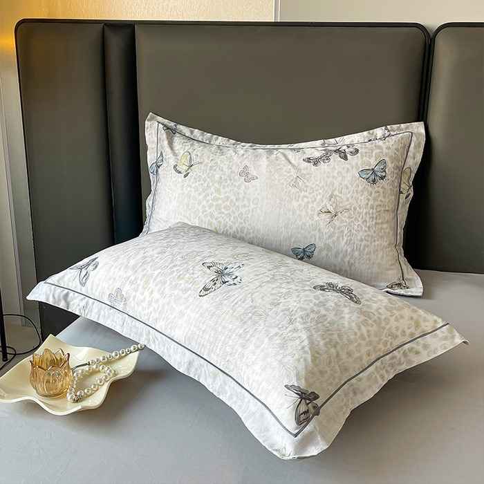 91家纺网 家纺一手货源 找家纺 帛美家纺 2026新款天丝棉提花四件套 蝶念花