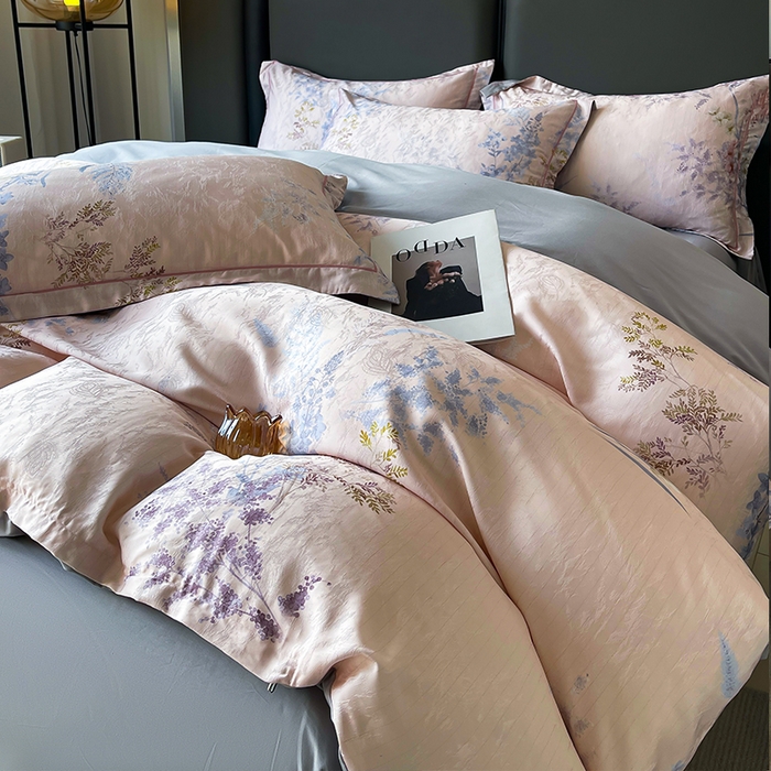 91家纺网 家纺一手货源 找家纺 帛美家纺 2026新款天丝棉提花四件套 穗穗平安