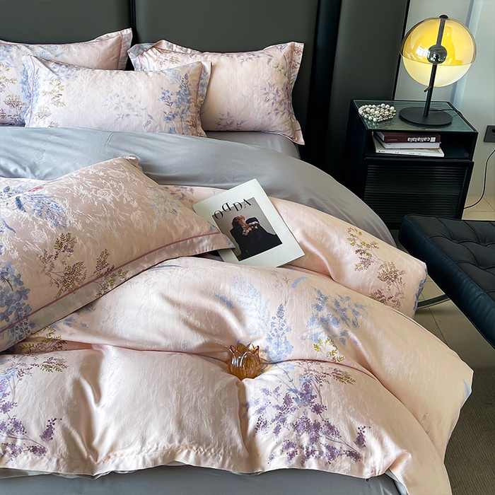 91家纺网 家纺一手货源 找家纺 帛美家纺 2026新款天丝棉提花四件套 穗穗平安