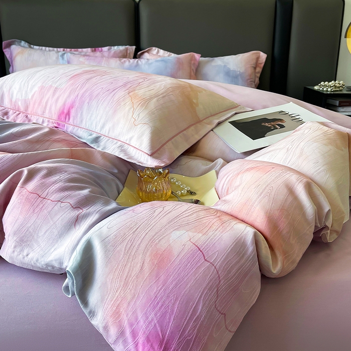 91家纺网 家纺一手货源 找家纺 帛美家纺 2026新款天丝棉提花四件套 诺拉