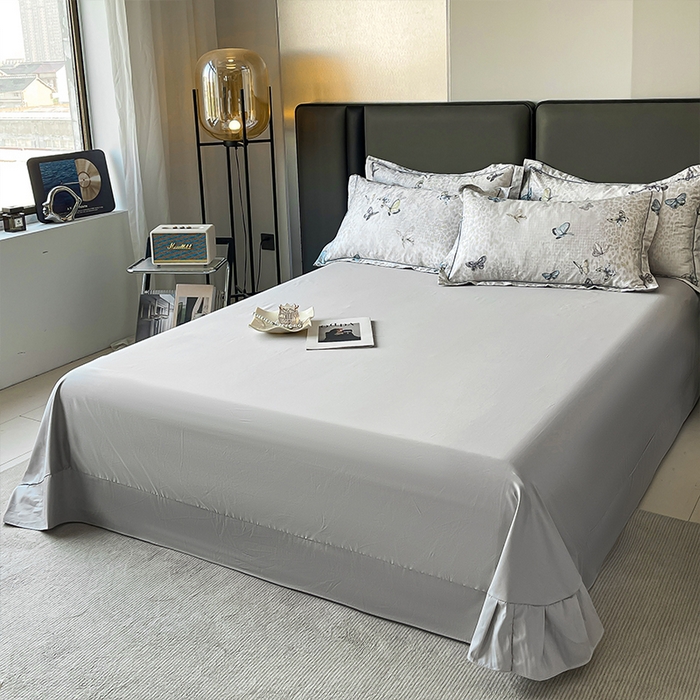 91家纺网 家纺一手货源 找家纺 帛美家纺 2026新款天丝棉提花四件套 蝶念花