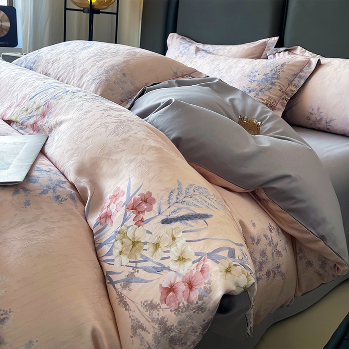 91家纺网 家纺一手货源 找家纺 帛美家纺 2026新款天丝棉提花四件套 穗穗平安