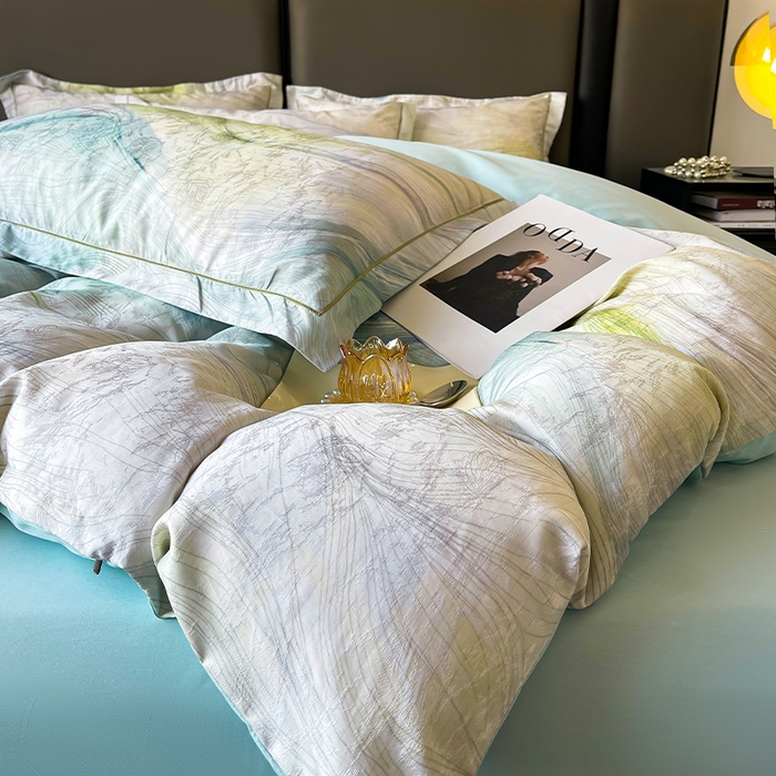 91家纺网 家纺一手货源 找家纺 帛美家纺 2026新款天丝棉提花四件套 星际