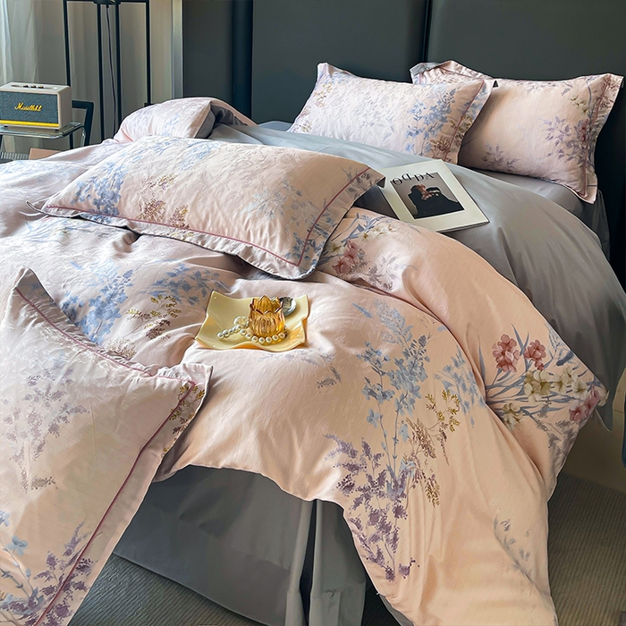 91家纺网 家纺一手货源 找家纺 帛美家纺 2026新款天丝棉提花四件套 穗穗平安