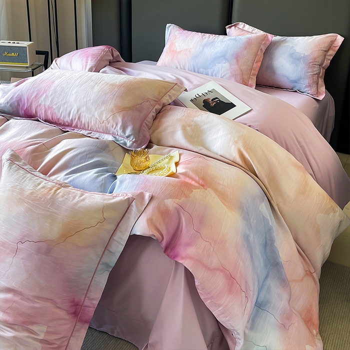 91家纺网 家纺一手货源 找家纺 帛美家纺 2026新款天丝棉提花四件套 诺拉