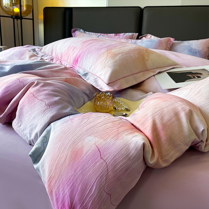 91家纺网 家纺一手货源 找家纺 帛美家纺 2026新款天丝棉提花四件套 诺拉