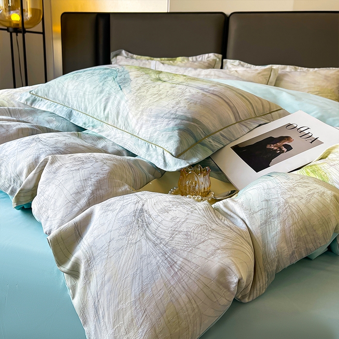 91家纺网 家纺一手货源 找家纺 帛美家纺 2026新款天丝棉提花四件套 星际