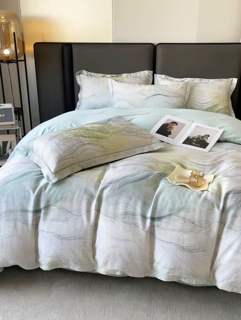 91家纺网 家纺一手货源 找家纺 帛美家纺 2026新款天丝棉提花四件套 星际