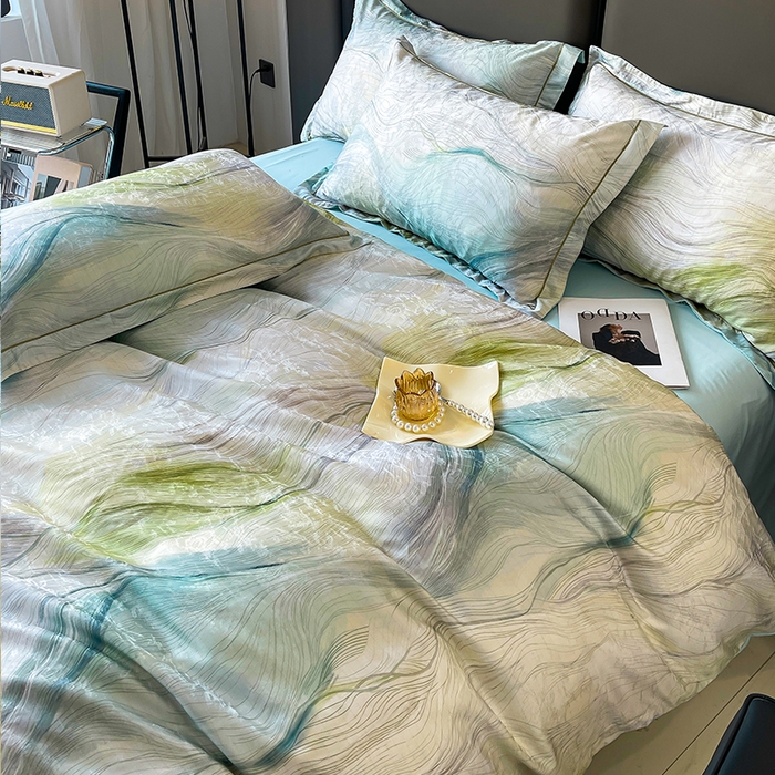 91家纺网 家纺一手货源 找家纺 帛美家纺 2026新款天丝棉提花四件套 星际