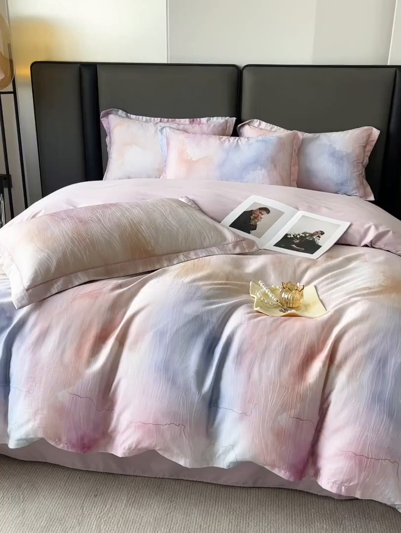 91家纺网 家纺一手货源 找家纺 帛美家纺 2026新款天丝棉提花四件套 诺拉