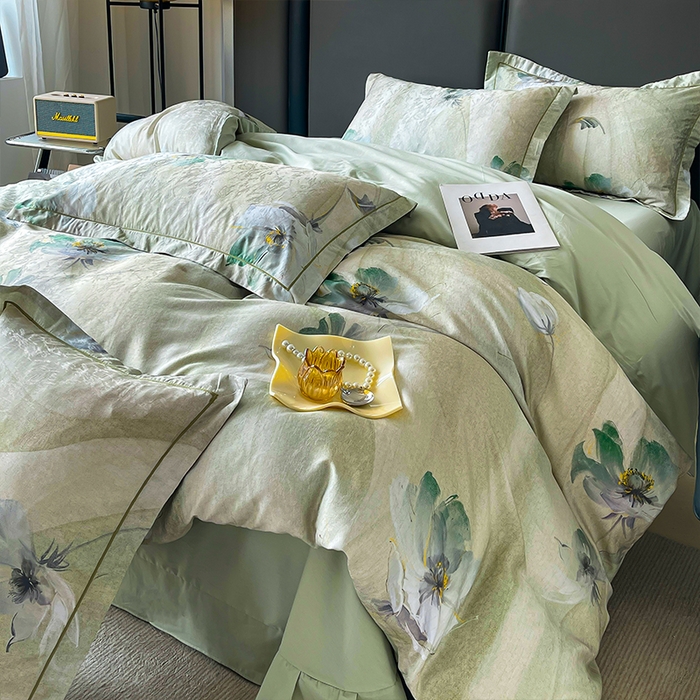 91家纺网 家纺一手货源 找家纺 帛美家纺 2026新款天丝棉提花四件套 遇见