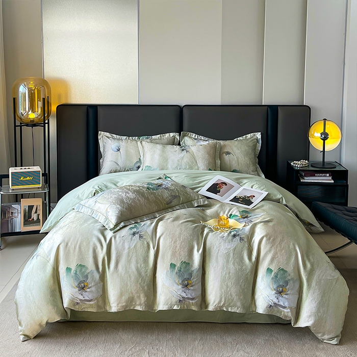 91家纺网 家纺一手货源 找家纺 帛美家纺 2026新款天丝棉提花四件套 遇见