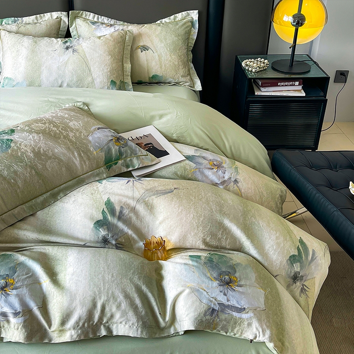 91家纺网 家纺一手货源 找家纺 帛美家纺 2026新款天丝棉提花四件套 遇见