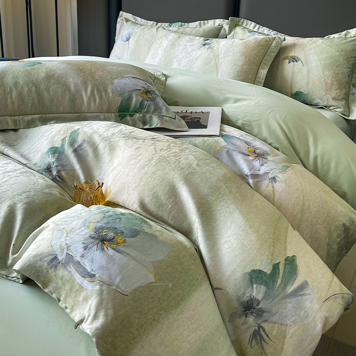 91家纺网 家纺一手货源 找家纺 帛美家纺 2026新款天丝棉提花四件套 遇见