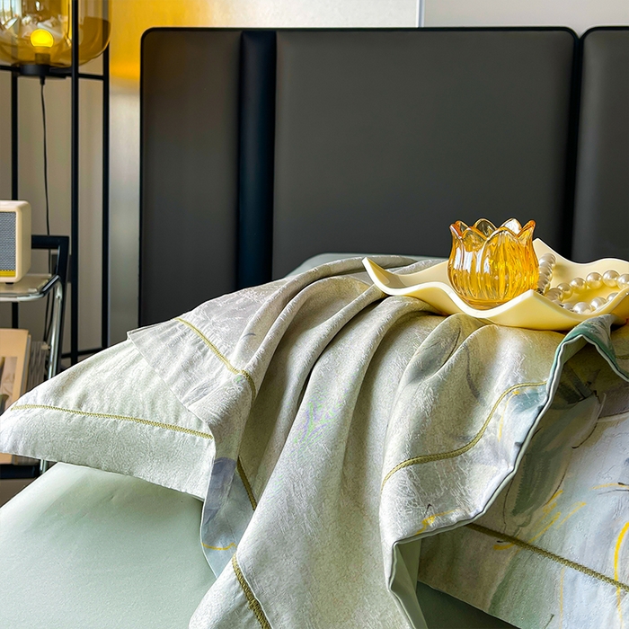 91家纺网 家纺一手货源 找家纺 帛美家纺 2026新款天丝棉提花四件套 遇见